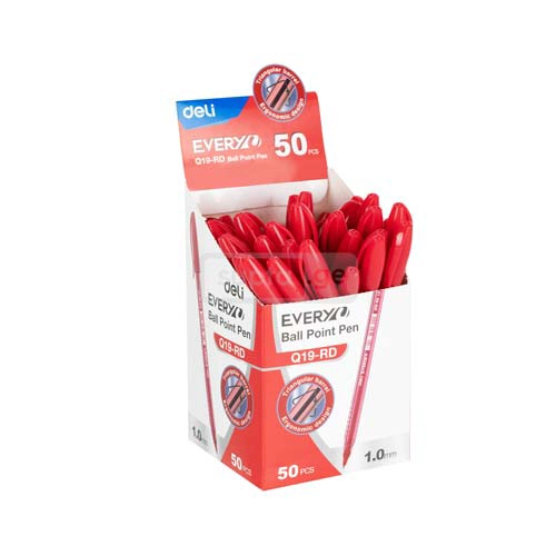 DELI-დელი წითელი კალამი 1,0მმ წვერით Q19-RD 1*25ც